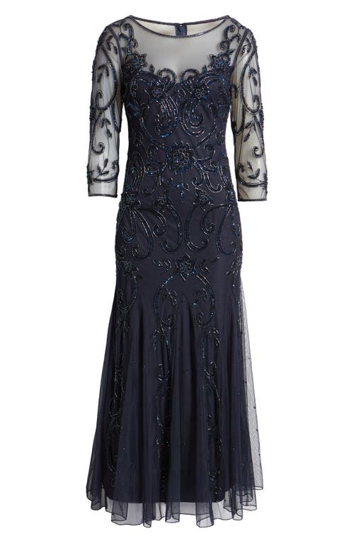 PISARRO NIGHTS PISARRO NIGHTS BEADED ILLUSION NECK GOWN