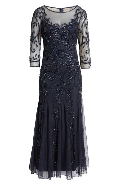 PISARRO NIGHTS PISARRO NIGHTS BEADED ILLUSION NECK GOWN 