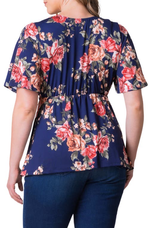 Shop Kiyonna Abby Twist Front Top In Coming Up Roses