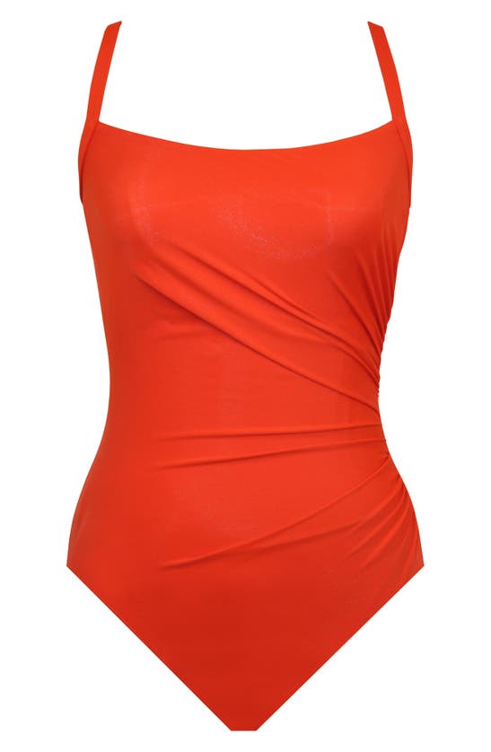 Shop Miraclesuit Rock Solid Starr Underwire One-piece Swimsuit In Arancio