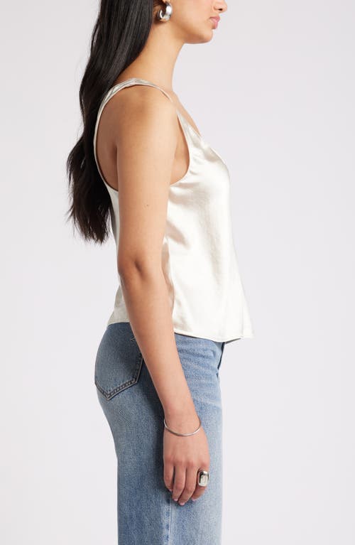 Shop Open Edit Scoop Neck Satin Tank In Ivory Dove