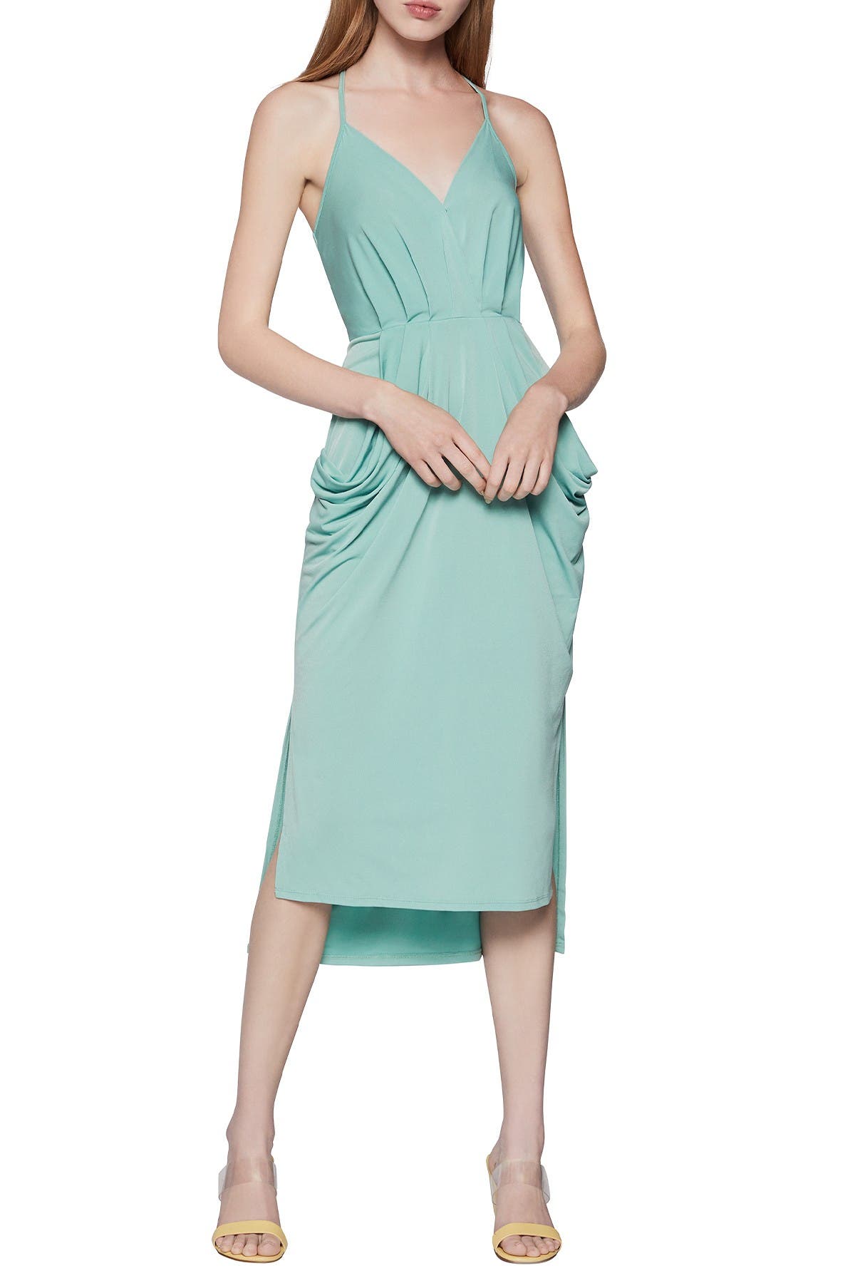 bcbgeneration faux wrap midi dress