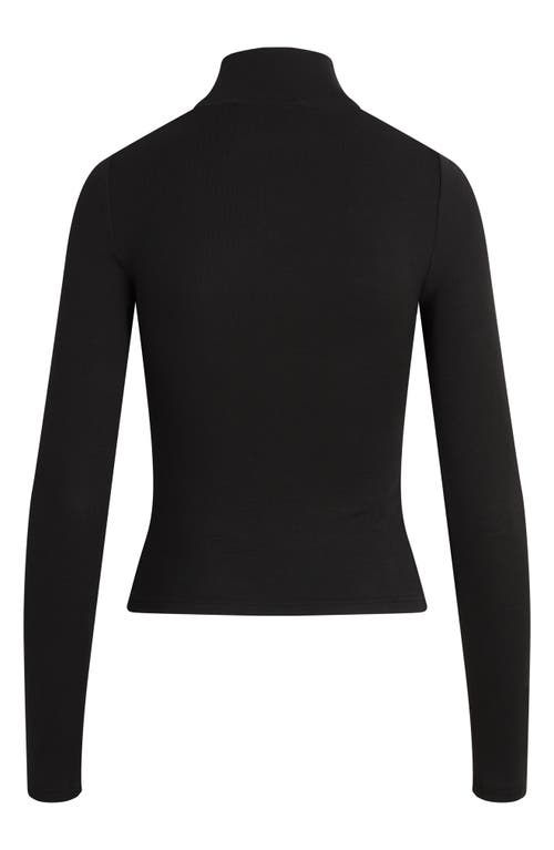Favorite Daughter Long Sleeve Mock Neck Rib Top In Black
