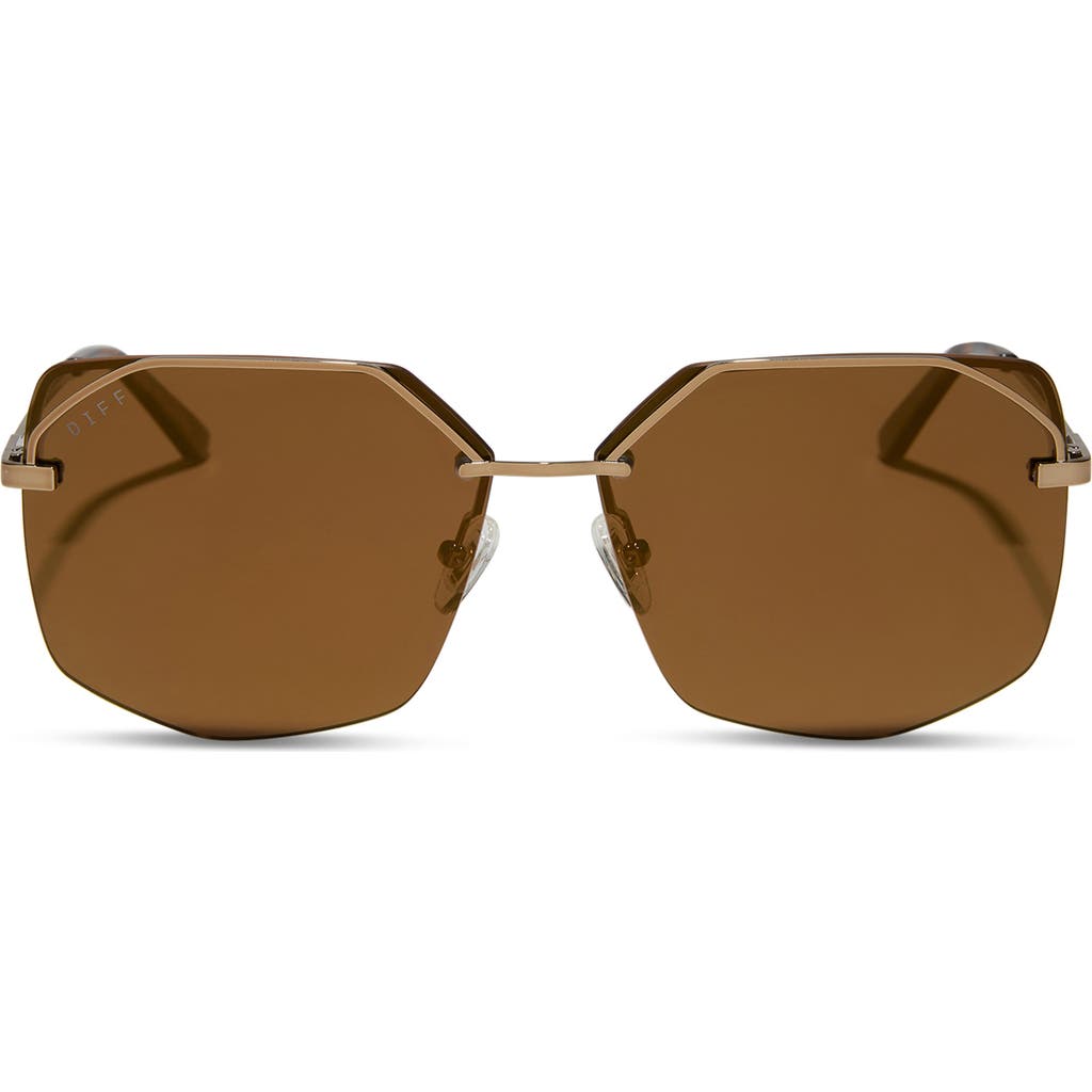 Diff Bree 62mm Square Sunglasses In Brown Gold Flash