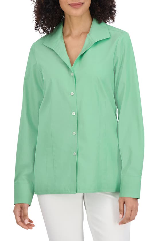 Shop Foxcroft Katie Cotton Button-up Shirt In New Leaf