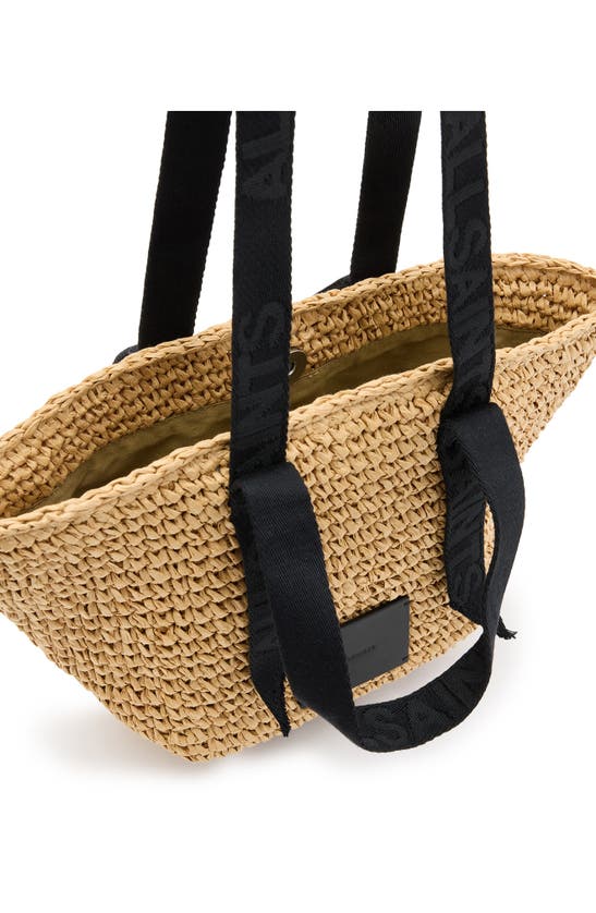 Allsaints Womens Almond Celayne Logo-debossed Mini Straw Tot In Nude