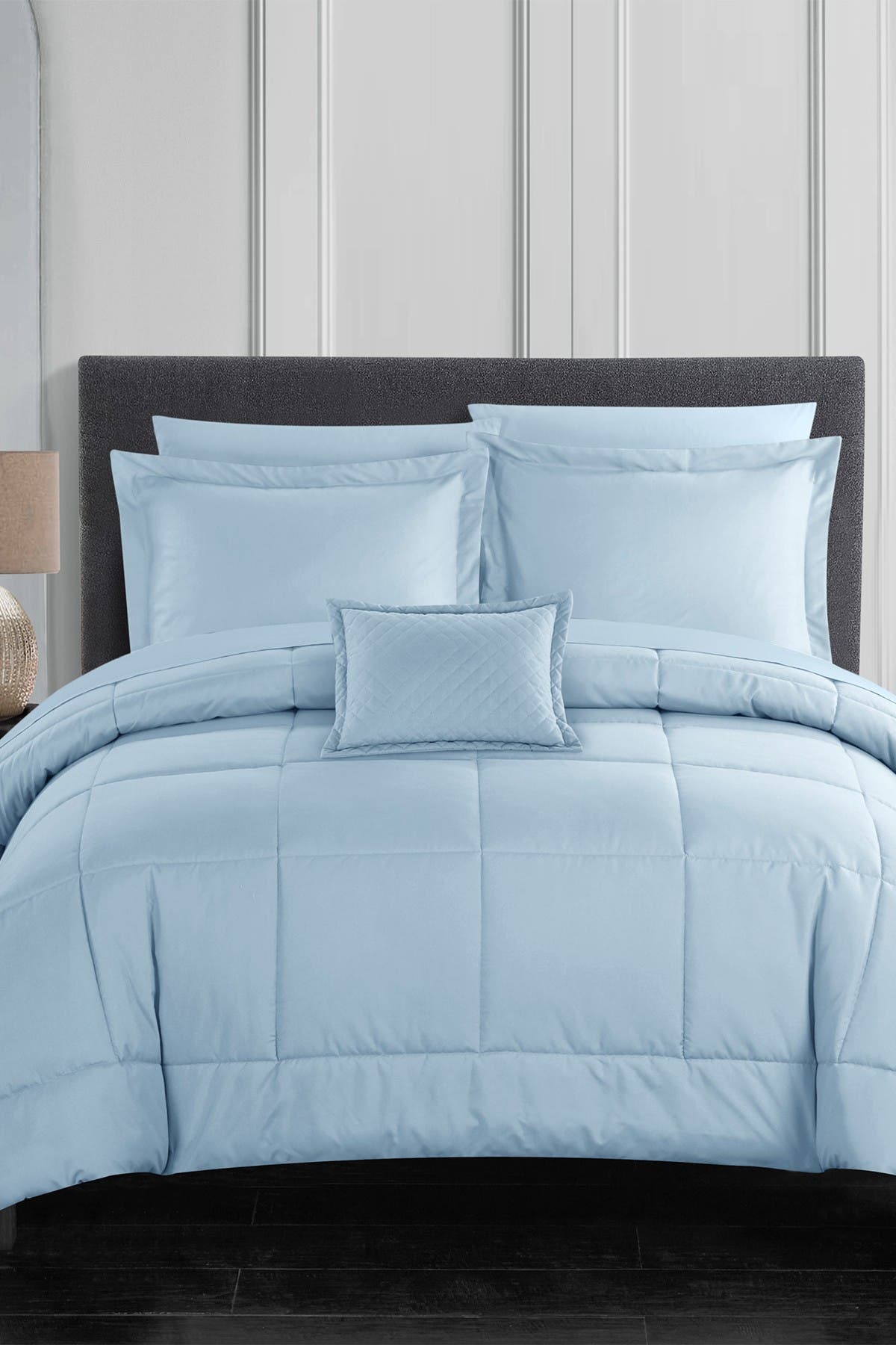 Chic Home Bedding Joshuah Stitched Solid Color Design Bed In A Bag King Comforter Set Blue Nordstrom Rack