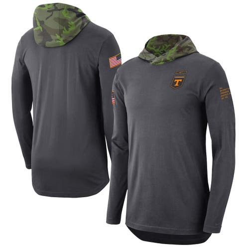 Men's Nike Anthracite Tennessee Volunteers Military Long Sleeve Hoodie T-Shirt
