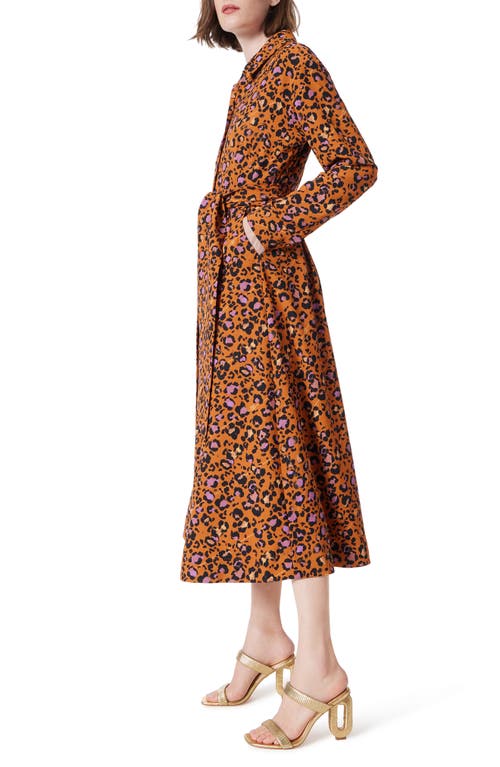 Dee Ocleppo Print Tie Waist Long Sleeve Maxi Shirtdress In Sugar Almond
