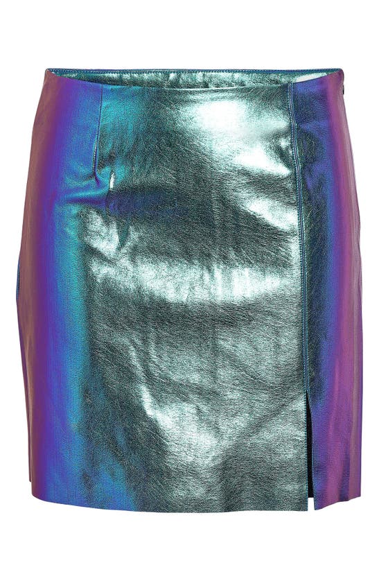 Shop Noisy May Clara Iridescent Faux Leather Skirt In Swt Lavendr Rainbw Reflectiv