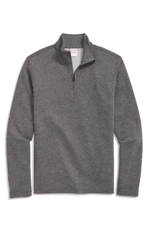 Brooks Brothers Heathered Piqué Half Zip Pullover in Black Heather 