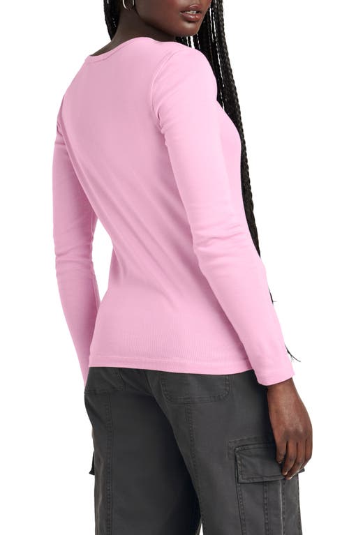 Shop Splendid Long Sleeve Crewneck T-shirt In Cotton Candy