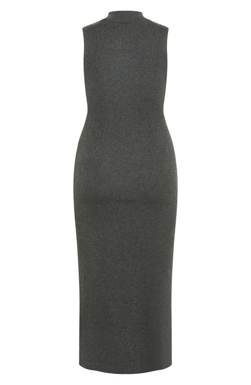 Shop City Chic Kenia Sleeveless Ribbed Sweater Dress In Charcoal