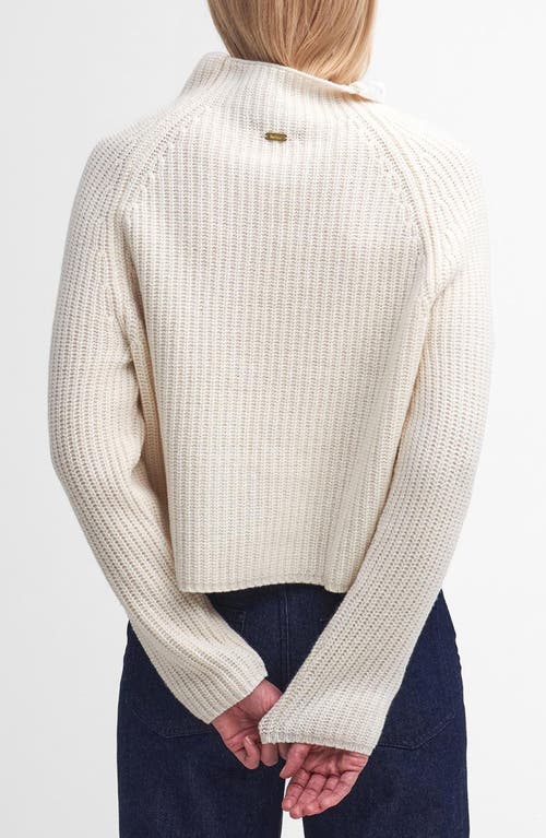 Shop Barbour Rhonda Funnel Neck Wool Blend Sweater In Cloud White