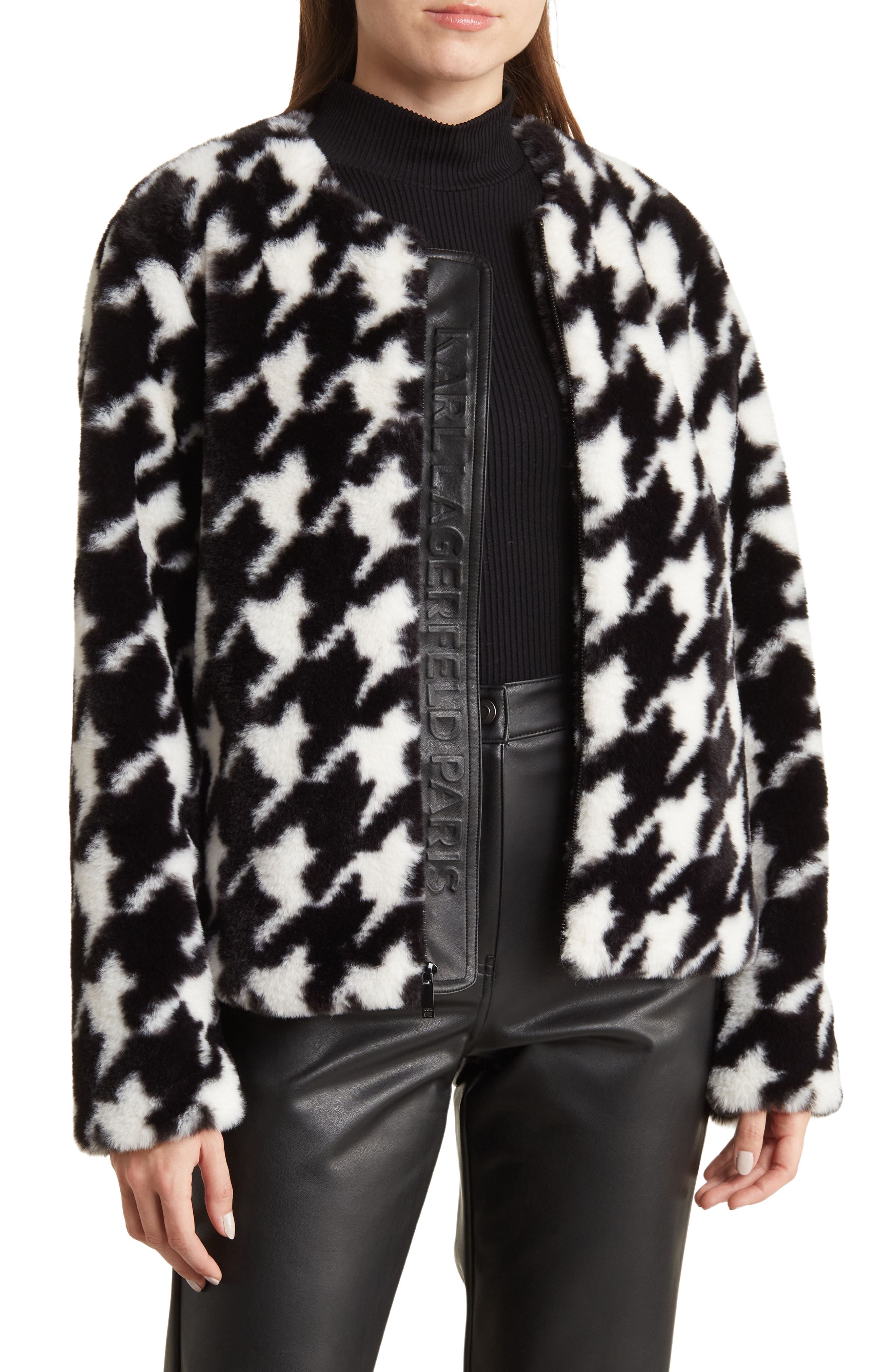 karl lagerfeld houndstooth coat