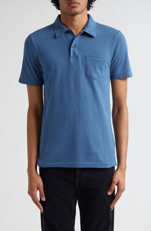 Sunspel Riviera Cotton Polo Steel Blue at Nordstrom,