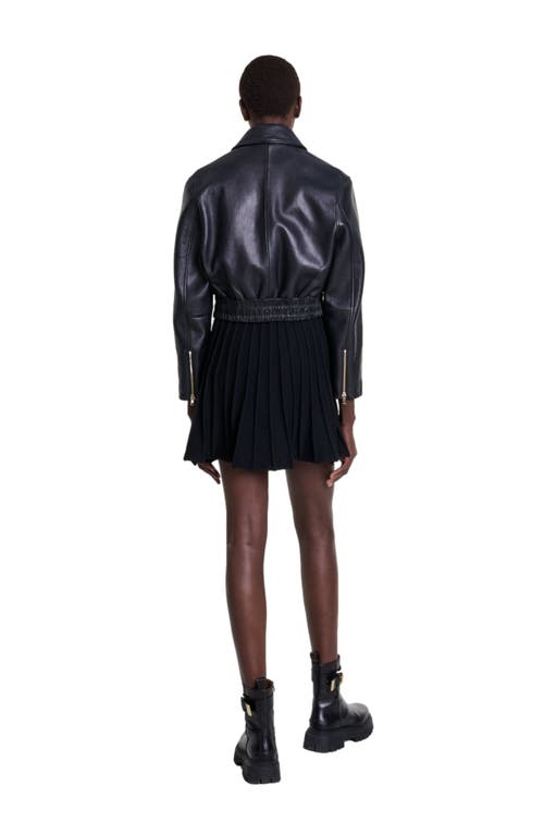 Maje Basaly Leather Jacket In Black