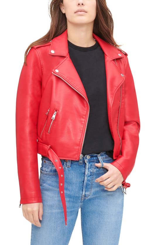 LEVI'S FAUX LEATHER FASHION BELTED MOTO JACKET