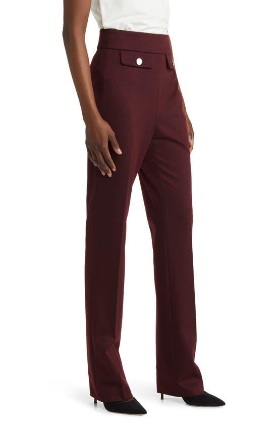 Hugo Boss Slim-fit Trousers In Woven Fabric With Monogram Buttons In Maroon Twill Fantasy
