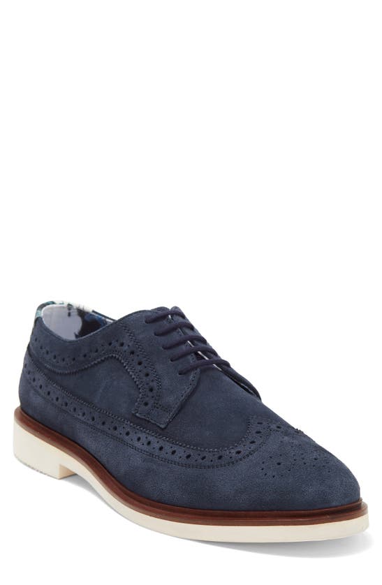 Paisley & Gray Fashion Wingtip Derby In Navy Suede