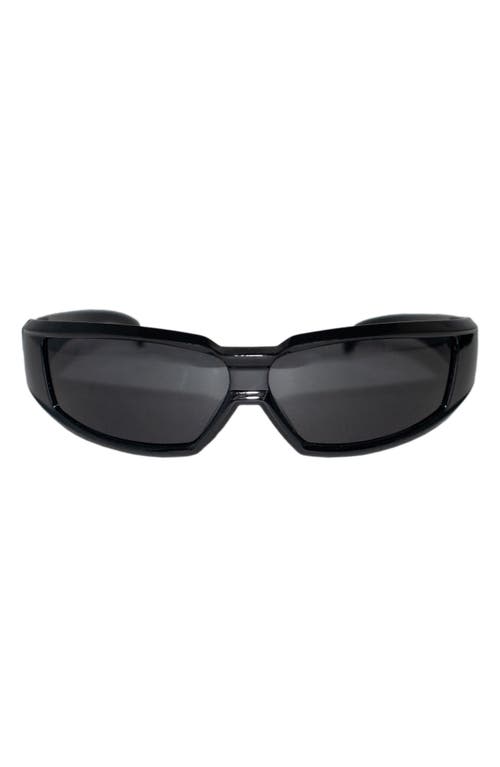 Ford 59mm Polarized Wraparound Sunglasses in Black/Black