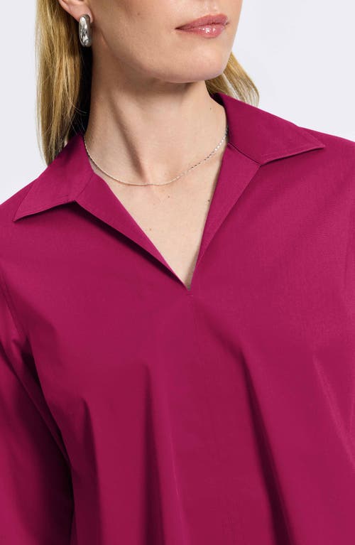 Shop Foxcroft Agnes Split Cuff Popover Blouse In Sangria