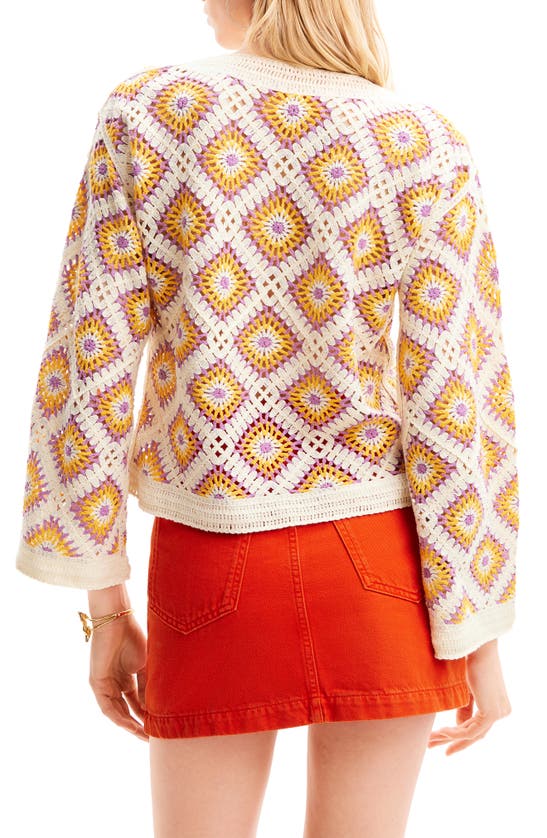 Shop Desigual Multicolor Crochet Pullover In White