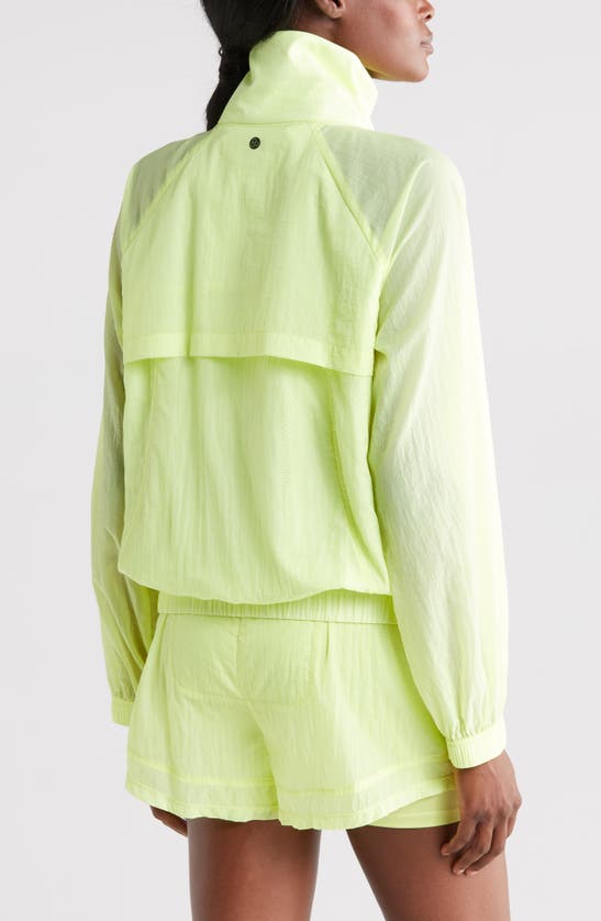 Shop Zella Expression Sheer Jacket In Green Finch