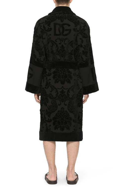 Dolce & Gabbana Bath Robe In Terry Cotton Jacquard In Black