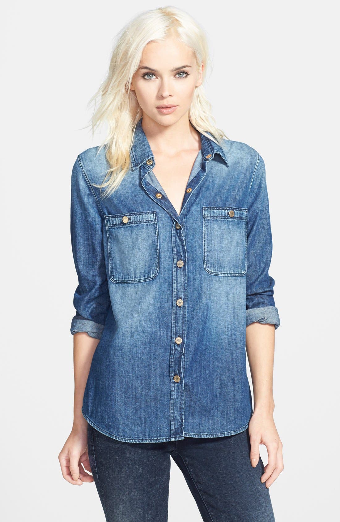7 For All Mankind® Slim Boyfriend Denim Shirt Nordstrom