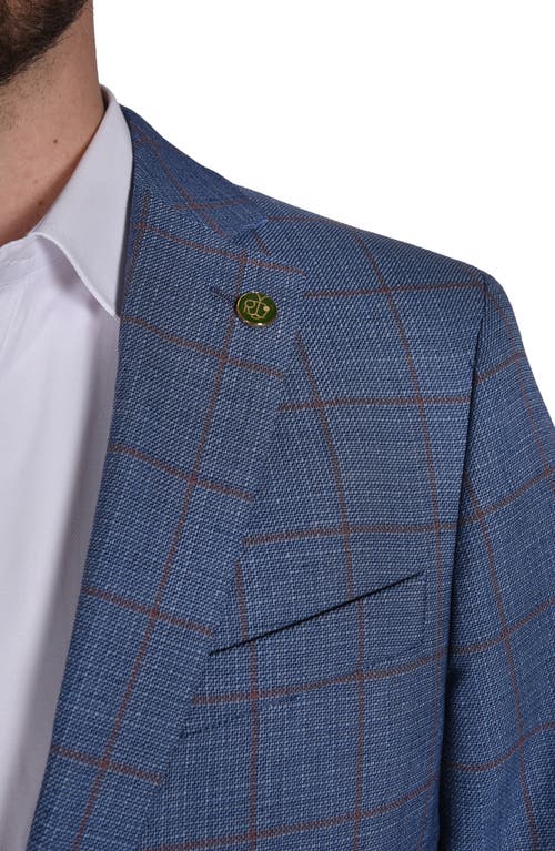 Cricketeer Windowpane Stretch Wool Blend Sport Coat In Blue