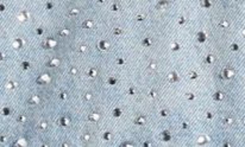 Shop Purple Brand Crystal Detail Denim Trucker Jacket In Light Indigo