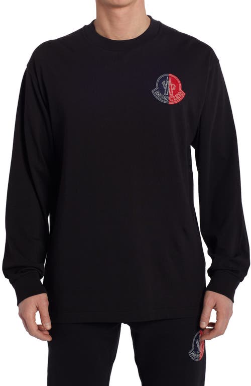 2 Moncler 1952 Logo Patch Long Sleeve T-Shirt in Black