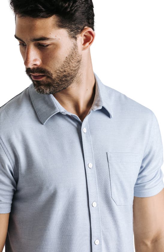 Shop Western Rise Limitless Short Sleeve Merino Wool Blend Button-up Shirt In Glacier
