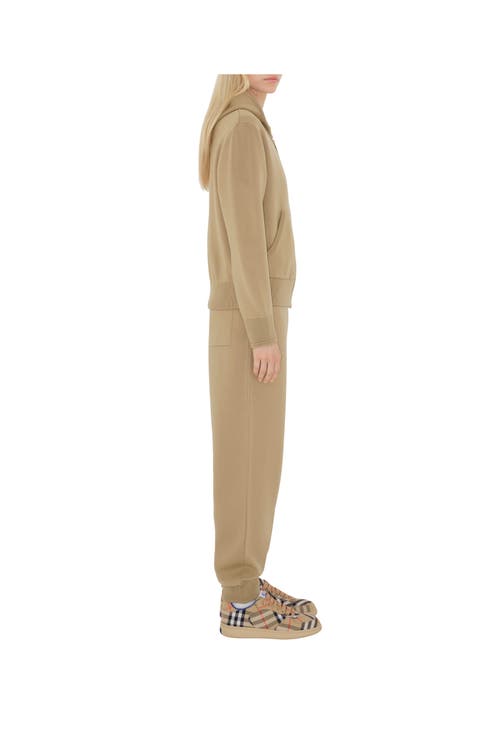Burberry Wool-blend Embroidered-logo Hoodie In Sand