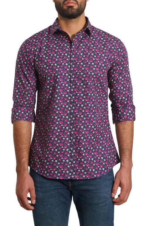 Jared Lang Trim Fit Floral Button-up Shirt In Purple