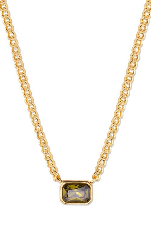 Jane Birthstone Pendant Necklace in Gold - August