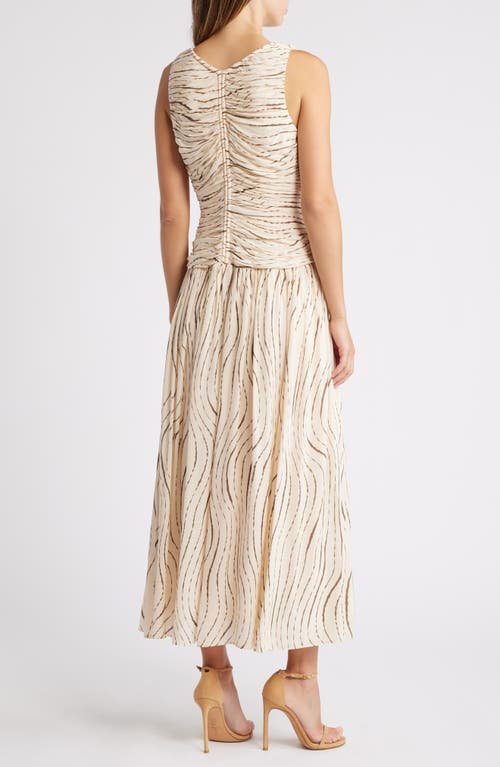 Shop Parker Rae Gathered Sleeveless Maxi Dress In Otter Brown