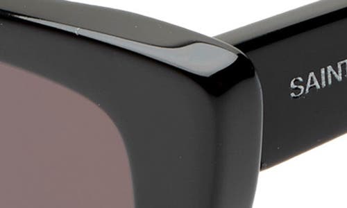 Shop Saint Laurent 53mm Cat Eye Sunglasses In Shiny Black/grey Solid