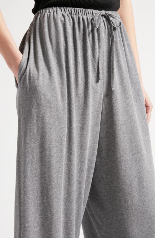 Shop The Row Lanuit Wide Leg Organic Cotton Jersey Drawstring Pants In Pietra Melange