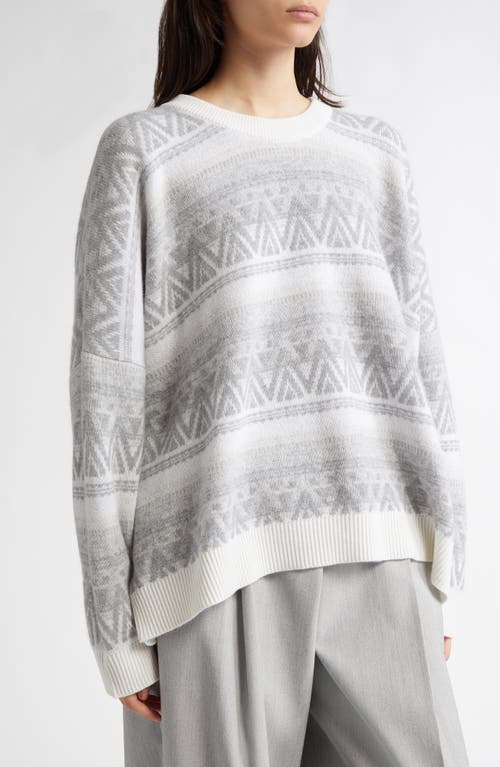 Johnstons Of Elgin Oversize Stripe Cashmere Sweater In Luna Colourway