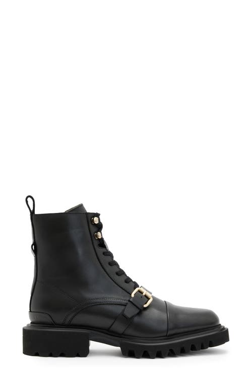 Allsaints Tori Leather Boots In Black/warm Brass