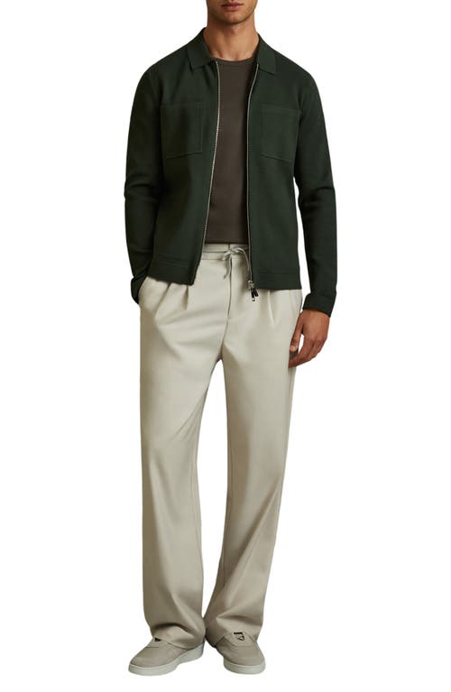 Shop Reiss Rivers Zip-up Cardigan In Dark Green