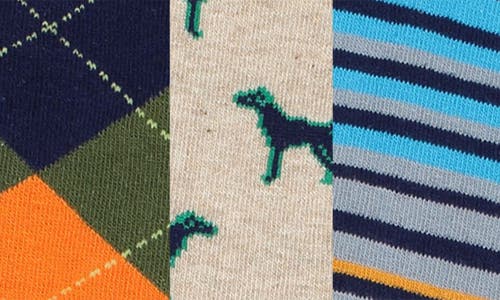 Unsimply Stitched 3pk Crew Socks In Green Multi