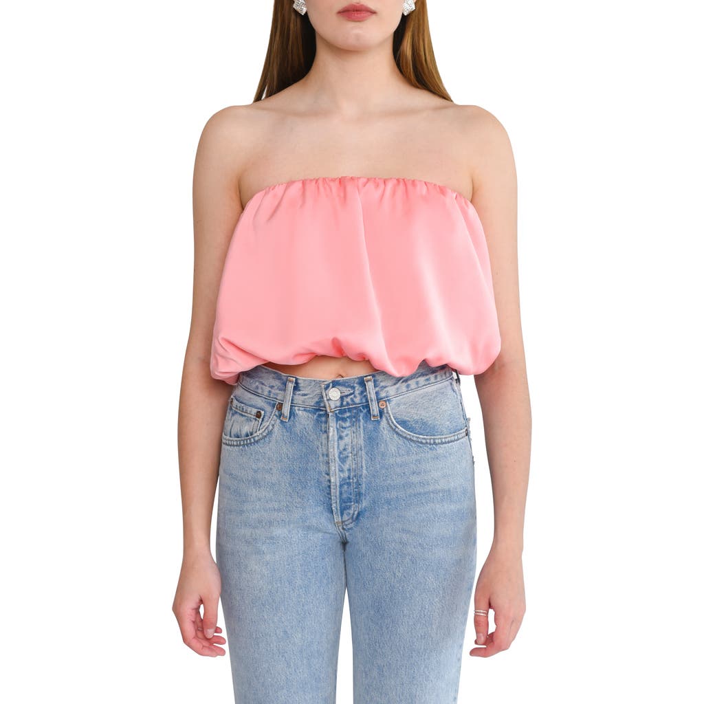 Wayf Sasha Strapless Bubble Top In Coral
