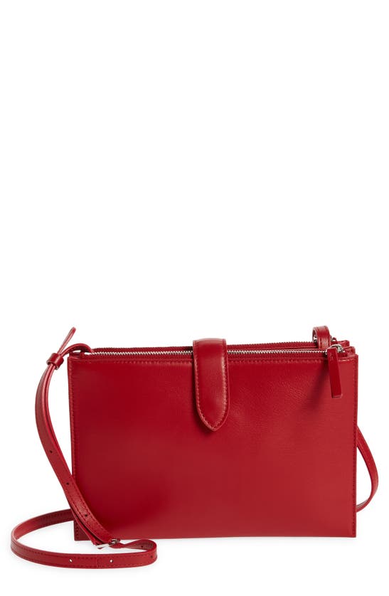 The Row Tasca Zip Crossbody Bag In Calf Leather In Chili Pld