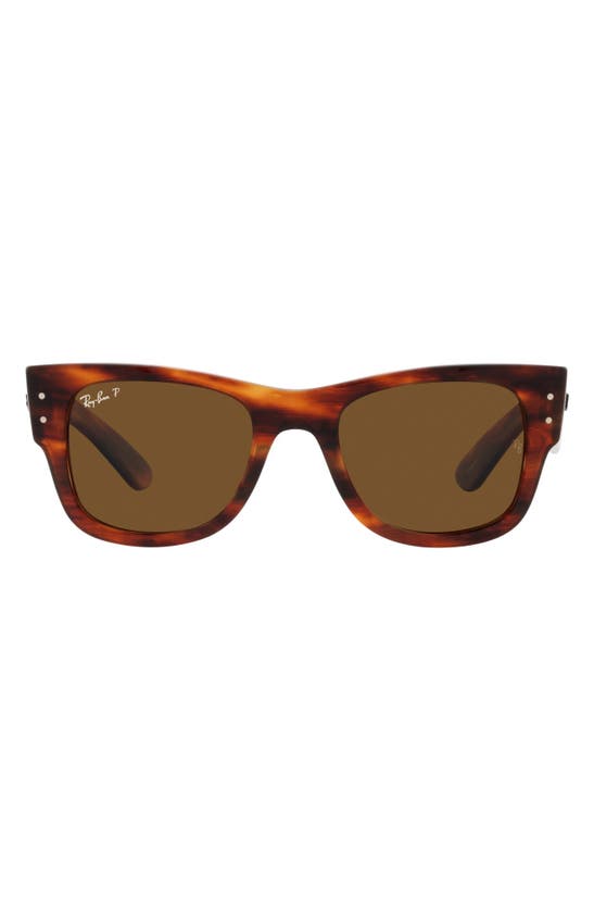 Shop Ray Ban Ray-ban 52mm Mega Wayfarer Square Polarized In Striped Havana