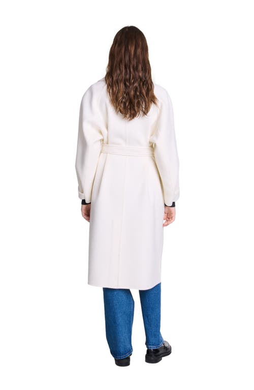 Shop Maje Double-faced Mid-length Coat In Ecru