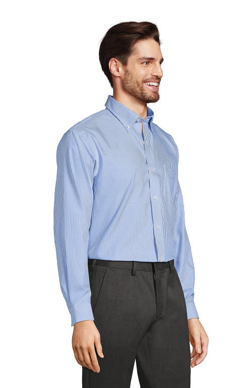 Lands' End School Uniform  Tailored Fit No Iron Solid Supima Cotton Pinpoint Buttondown Collar Dress In Light Blue