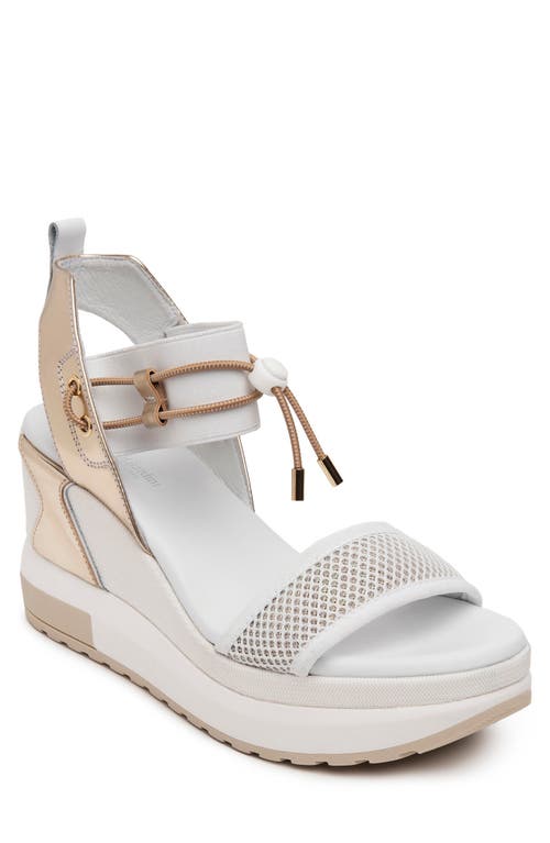 Shop Nerogiardini Bungee Platform Wedge Sandal In White/gold